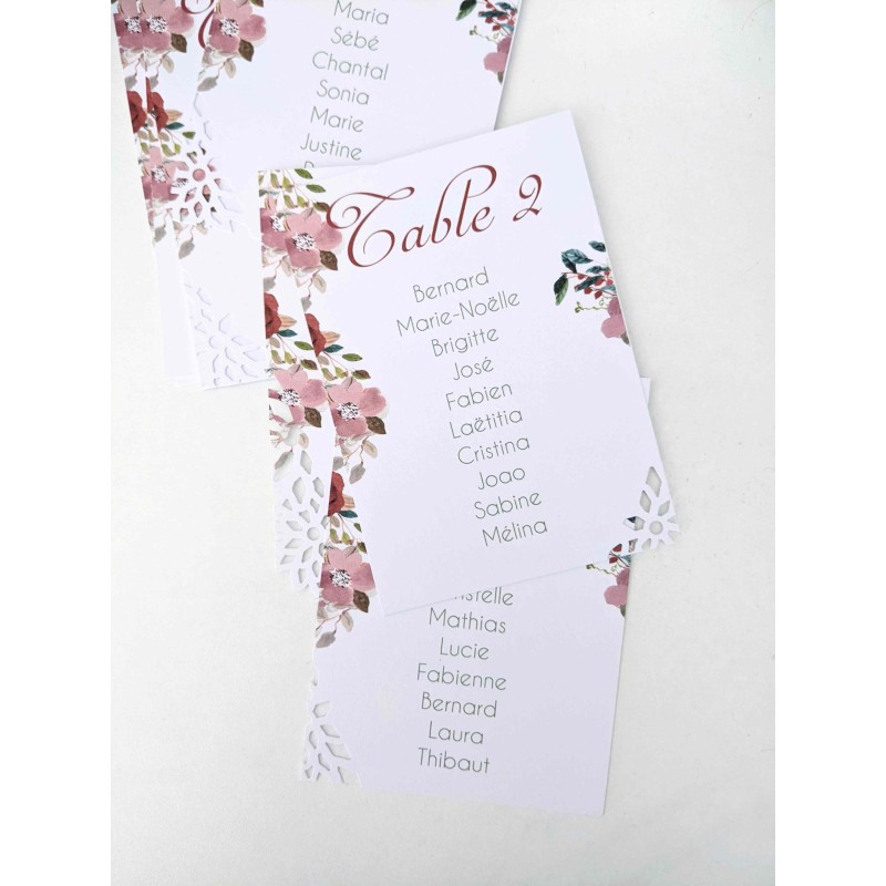 plan-table-carton-a5-personnalise-mariage-blanc-floral-rouge-bordeaux-rose-