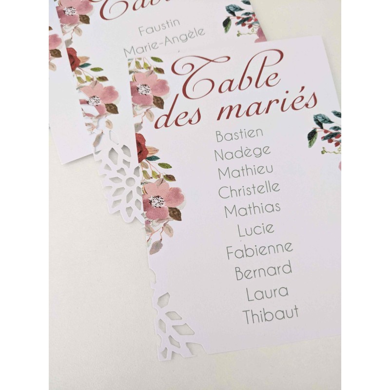 plan-table-carton-a5-personnalise-mariage-blanc-floral-rouge-bordeaux-rose-