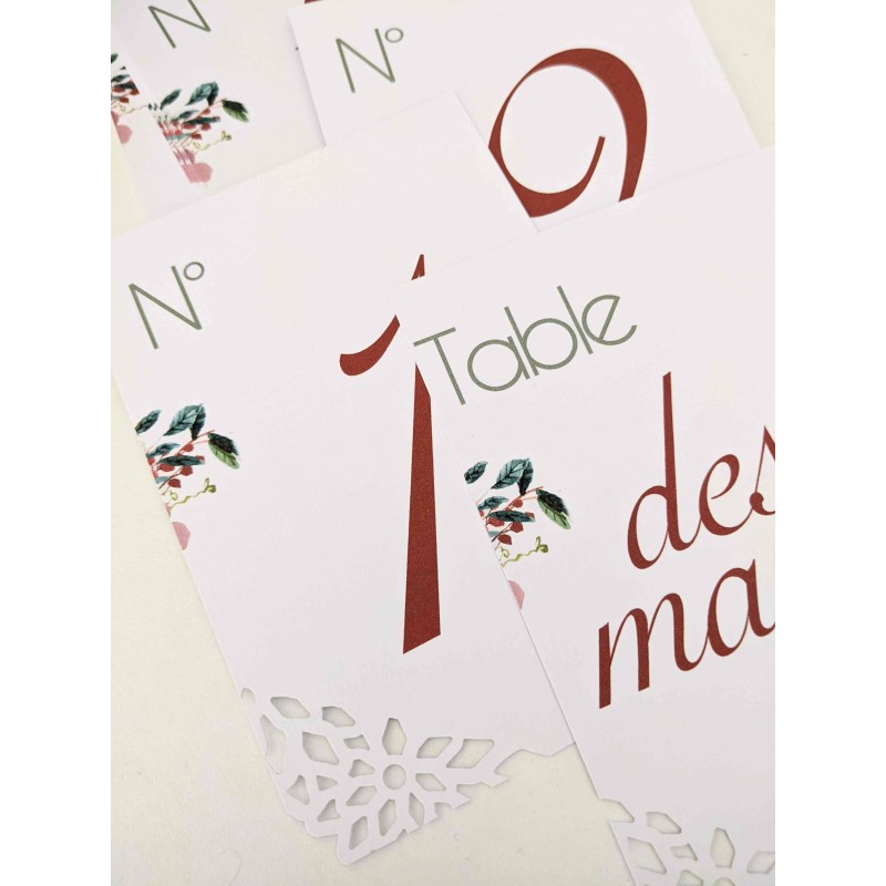 numero-table-mariage-personnalise-rouge-floral-fleur-rose